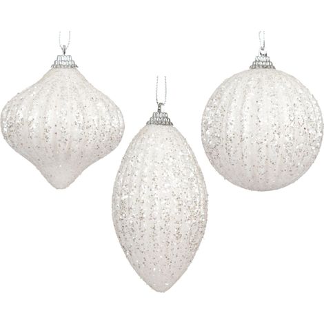 pallina di natale in foam glitter D 8 cm bianco invernale Peraga Christmas
