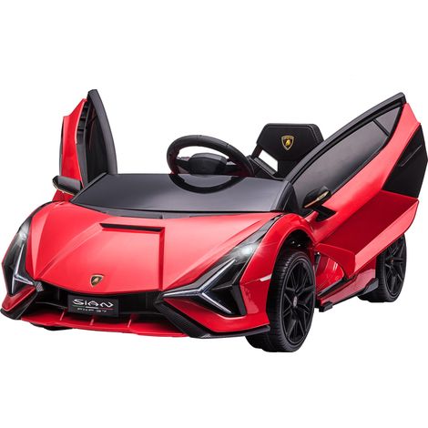 Voiture électrique Enfants de Sport Véhicule électrique Lamborghini Sian 12 V - V. Max. 5 km/h avec Télécommande 2,4G Effets sonores + Lumineux Rouge