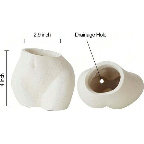 Mini-Blumentopf aus Kunstharz für Frauen, Gartentopf mit Abflusslöchern für Zimmer- und Gartenpflanzen, weiß, 12,7 cm (1/4)