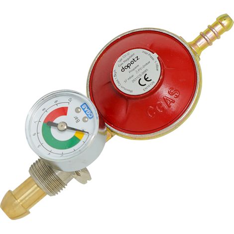 Dapetz ® Propane Gas Regulator 37mbar With Pressure Gauge 16 bar Screw In Male Pol 5/8" (1/5)