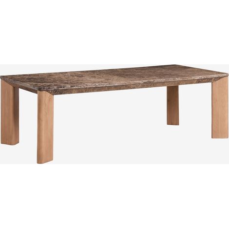 Mesa de comedor rectangular 240x110 cm en madera de mango y mármol Garsea SKLUM        (1/5)