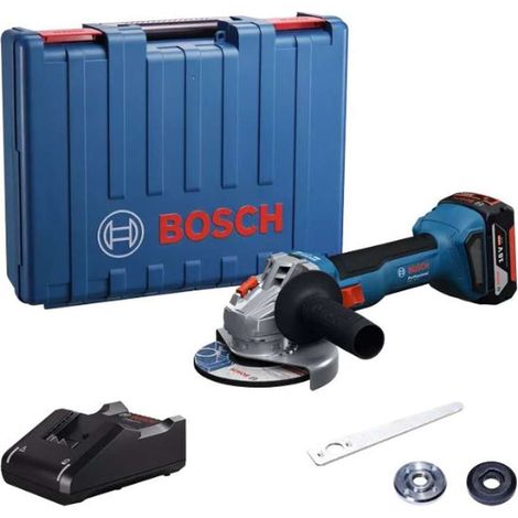 Bosch Utensili - Smerigliatrice angolare a batteria 18V 125 mm, 1 batteria GBA 4,0 Ah, caricabatteria 06019N9021