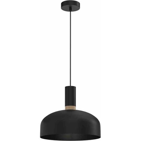 Suspension Milagro MALMO noire bois clair Ø30 1xE27 (1/5)