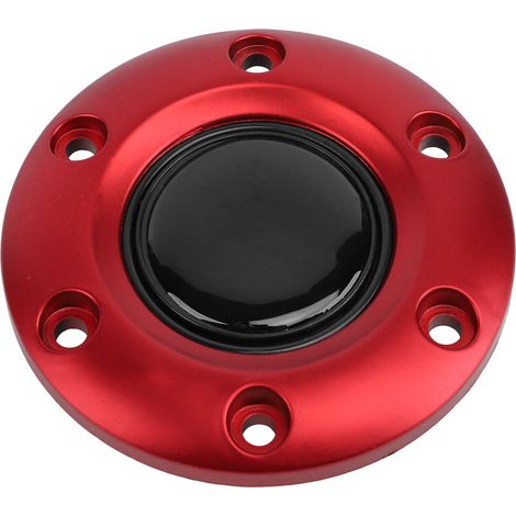 Capuchon Central de Volant de Voiture, Capuchon de Remplacement de Volant ABS, Interrupteur Universel de Bouton de Klaxon de Volant pour Volant à 6 Trous (rouge). (1/5)
