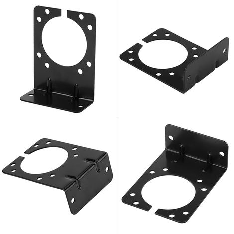 Support de fixation en métal noir pour prise de remorque 7 broches de caravane