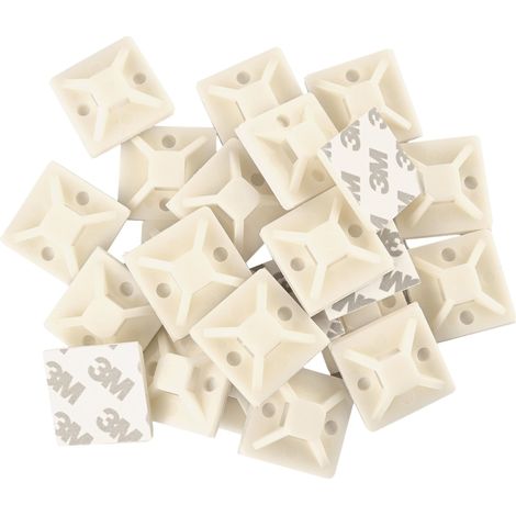 Lot de 25 supports de serre-câbles autocollants 3 x 3 cm - Support pour serre-câbles - Plastique ABS haute résistance, résistant au froid et à la chaleur - 40 °C à 80 °C - Pour l'intérieur (1/5)