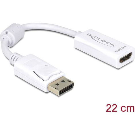 Delock 61767 DisplayPort / HDMI Adaptateur [1x DisplayPort mâle - 1x HDMI femelle] blanc avec noyau en ferrite 12.00 cm C670721 (1/2)