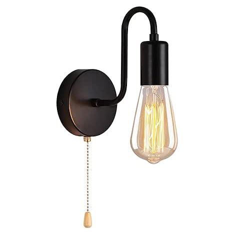 2 Aplique Pared Interior, Lampe Murale Dimmable avec Interrupteur, Lampara Pared Noire pour Restaurant, Salon, Ampoules Non Incluses (1/5)