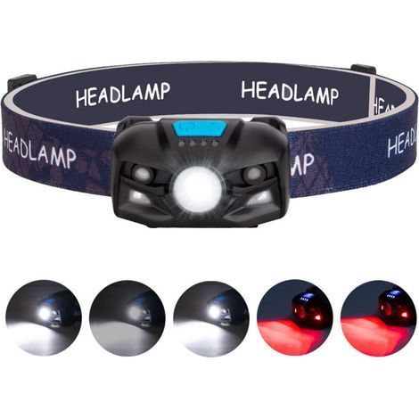 Headlamp,Rechargeable lumens headlamp with motion sensor, LED 5 brightness modes (1/5)