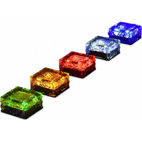 Brique lumineuse solaire LED en verre, brique de glace, à encastrer, étanche pour terrasse et jardin. (1/5)