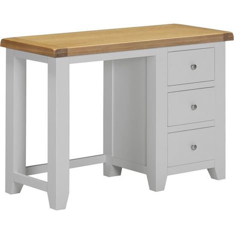 Windsor 3 Drawer Dressing Table - L44 x W75 x H107 cm - Pebble Grey/Oak