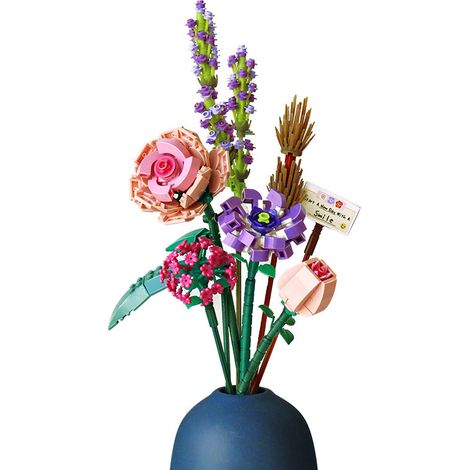 1 künstlicher Blumenstrauß mit rosa Blumen und dekorativem Zubehör (1/3)