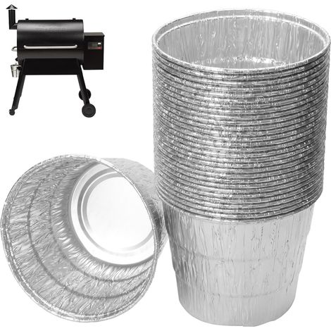 Lot de 30 Revêtement Seau À Graisse Aluminium 12,4x10,2cm Compatible Traeger Pro Ironwood Série 20 22 34