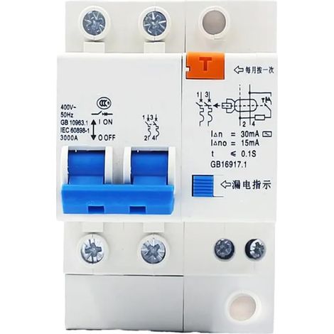 Interrupteur différentiel 1P+N 25 A 0,030 A 6 KA Classe C - Protection électrique et prévention des décharges, idéal pour les installations électriques. (1/2)