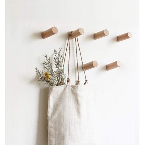 Set mit 8 runden Wandhaken aus Holz, dekorative Holzhaken zur Aufbewahrung (1/5)