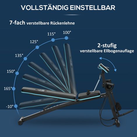 Banc de musculation pliable, dossier réglable sur 7 positions, banc fitness support jusqu'à 120 kg, bleu (1/5)