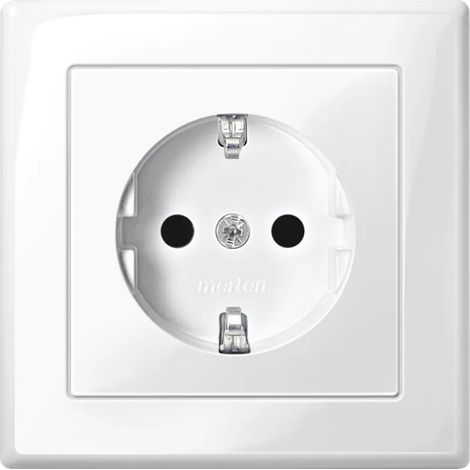 Merten SCHUKO-Steckdose pws/gl volle Abdeckplatte MEG2300-1419 (1/2)