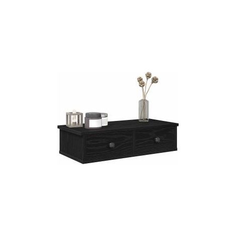 Étagère murale avec tiroirs noir 60x25x15 bois d'ingénierie (1/5)