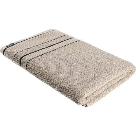 Drap de bain 100% Coton bicolore Beige et Noir 70 x 130 cm - TENDANCE (1/3)