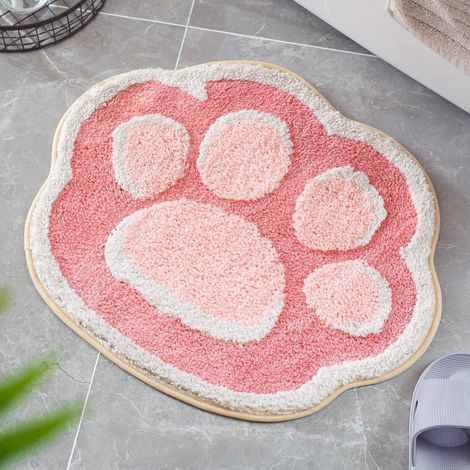 Tapis de bain antidérapant doux en microfibre pour salle de bain - 49,8 x 62 cm - Lavable en machine -Rose (1/5)