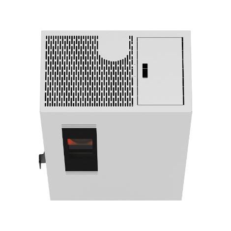 Stufa a Pellet FOCO Bianco Con Telecomando - Mini 5.S - Vetro Frontale - Classe Energetica A+ - Stile Minimale - Dim. compatta (1/2)