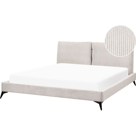 Letto imbottito moderno in velluto a coste beige 180 x 200 cm Melle