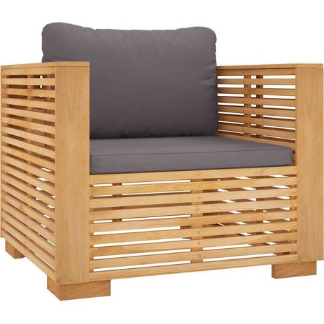 Maison Exclusive - Fauteuil de jardin avec coussins gris foncé Bois de teck massif (1/5)