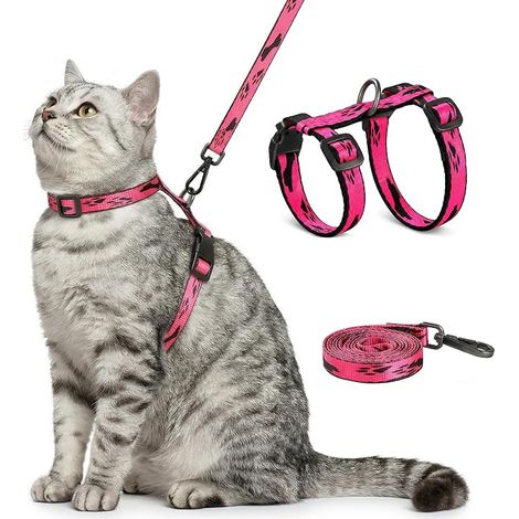 Cat Harness with Adjustable Leash Purple Soft Comfortable Kitten Harness Leash, Outdoor Walking for Small, Medium Cats, Chest 27-44 cm (1/3)
