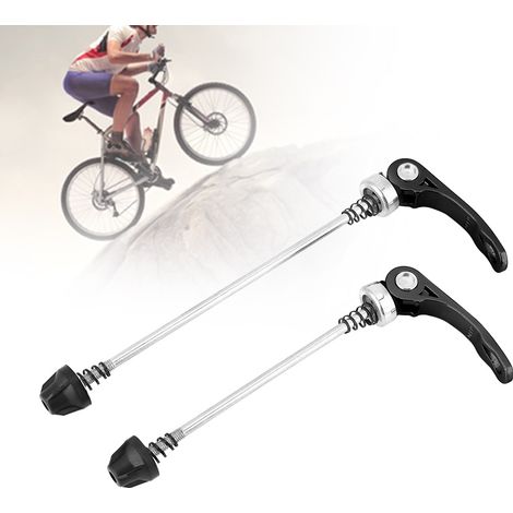 1 Paire d'Axes Rapides pour Vélo Tout Terrain et Route - Jeu de Broches Rapides de Roue (Noir) (1/4)