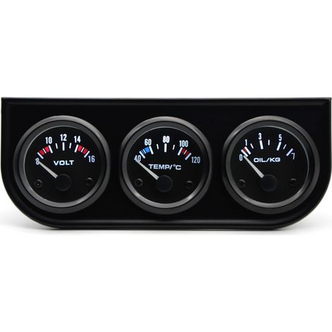 2" 52mm Auto-InstrumentensatzVoltmeter, Wassertemperaturanzeige, Öldruckanzeige, Dreifachinstrument für Autos 12V (1/4)