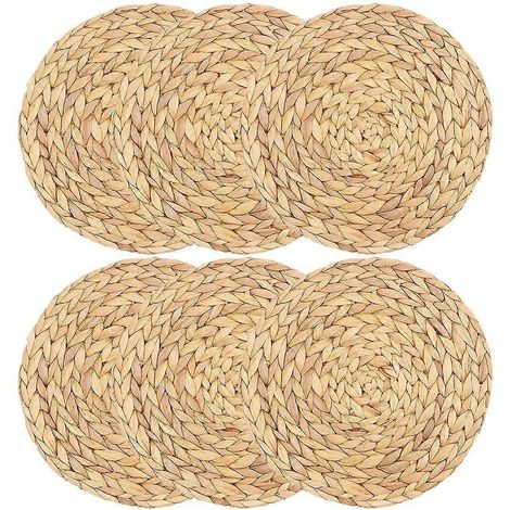 Sets de table ronds tissés, sets de table en rotin tressé jacinthe d'eau, sets de table ronds en rotin tressé, sous-mains isolants antidérapants (1/5)