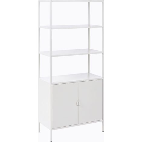 Storage Unit Light Grey Steel Office Cabinet with 5 Shelves Powder Coated Modern Industrial Home Office KAURI
