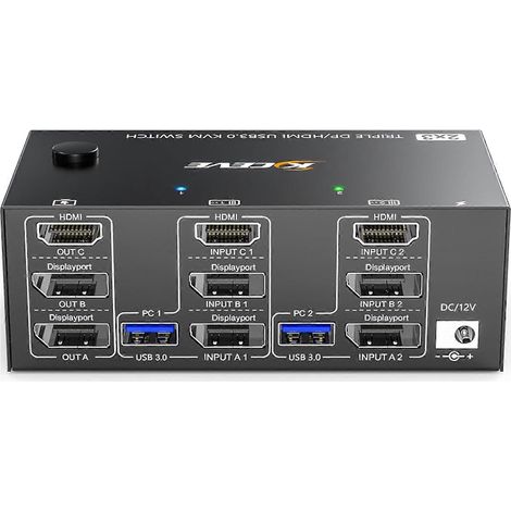 Commutateur KVM triple affichage KC-KVM203DH 8K 30 Hz USB 3.0 DP+DP+HDMI (1/4)