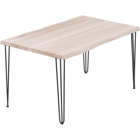 LAMO Manufaktur Esstisch Küchentisch, mit Baumkante 100x80x76 cm (AxBxH), Creative, Roh / Schwarz, LUB-01-A-001-9005Cr (1/5)