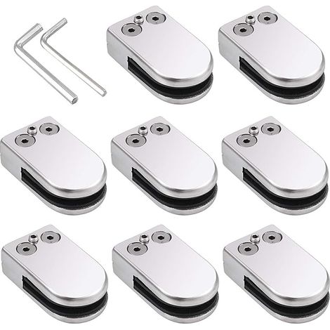 Pinces à Verre Taille S (6–7 mm) Acier Inoxydable 201 – Dos Plat, Finition Brossée, Fixation avec Vis de Serrage pour Balustrade, Garde-Corps, Escalier et Main Courante (1/5)