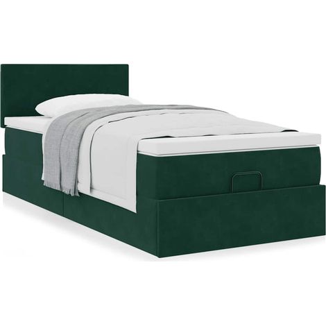 Maison Exclusive - Pouf Letto con Materasso Verde Scuro 120x190 cm Velluto