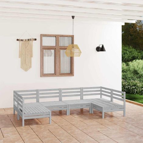 Salon de jardin 6 pcs Ensemble Table et Chaise de Jardin - Blanc Bois de pin massif BV261288 - BonneVie (1/5)