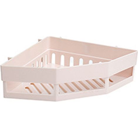Étagère d'angle murale pour porte-savon, beige, étagère de rangement de salle de bain sans joint. (1/2)
