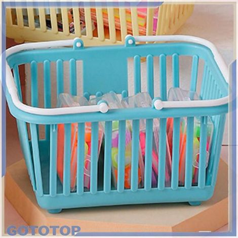 Mini panier de rangement Mini Storage Basket Compact Plastic Organizer Basket With Handle For Desk meuble panier Lac Bleu (1/4)