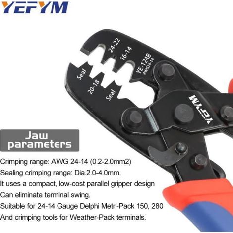 YE-124B - Pince à sertir étanche YE-124B 24-14AWG connecteur Automobile outil de sertissage outils électrique (1/4)