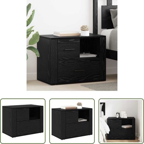 vidaXL Nachttischschrank - Nachttisch Schwarz Eichen-Optik 35 x 60 x 50 cm Holzwerkstoff (1/5)