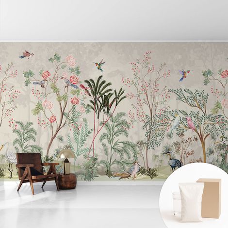 Tapete Vliestapete mit Kleber - modernes Design - Wohnungsdeko - geruchslos - langlebig Tropische Oase 416x254 cm (1/5)