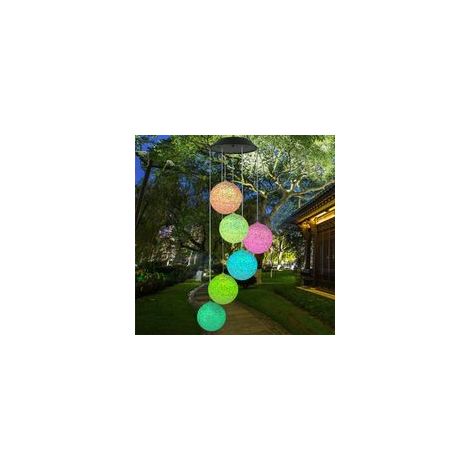 Carillon éolien solaire LED transparent en forme de colibri, étanche et à couleurs changeantes, idéal pour le jardin, les fêtes, la décoration de terrasse, de cour ou de pelouse. (1/5)