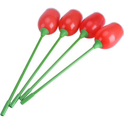 Lot de 4 lampes solaires LED en forme de tulipe, rouges, pour allée, jardin, clôture et décoration extérieure. (1/2)
