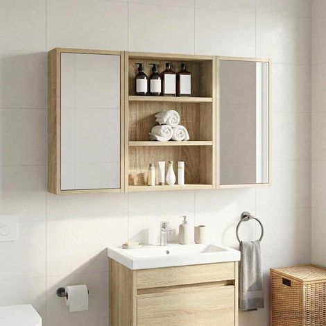 vidaXL Bathroom Wall Cabinet with Shelf Sonoma Oak 40 x 10 x 50 cm