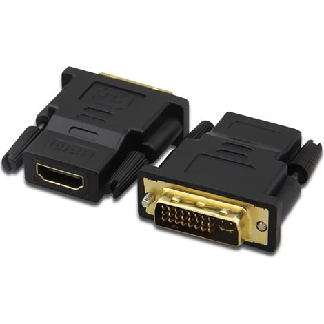 1 Adaptateur DVI vers HDMI, Connecteur 24+5 Plaqué Or, Vidéo 1080P pour PC, TV, Projecteur (1/5)
