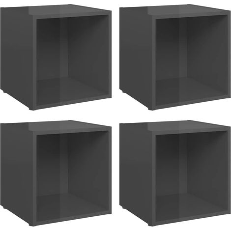 Meubles TV 4 pcs, Étagère TV, Meuble de Salon, Gris brillant 37x35x37 cm Aggloméré OIB9382E (1/5)