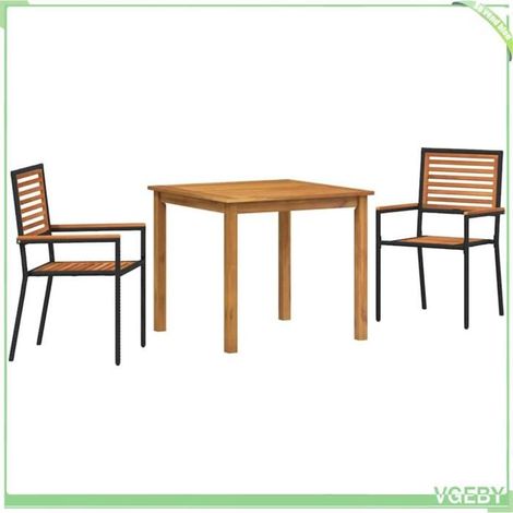 Ensemble de salle à manger pour jardin - FAFEICY - 3365511 - Noir - Acacia massif & poly rattan - 4 personnes (1/5)