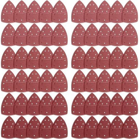 60 hojas abrasivas para lijadora, triángulos de papel de lija para lijadora de ratón, papel abrasivo para lijadoras Bosch Multi-Sander, 11 agujeros surtidos, grano 40/60/80/120/180/240 (1/4)