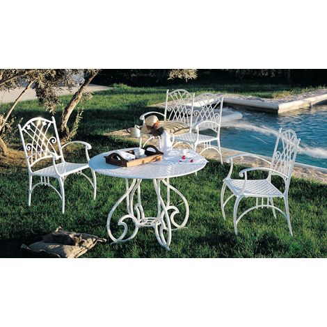 Ensemble de jardin 2 places en métal aluminium laqué blanc